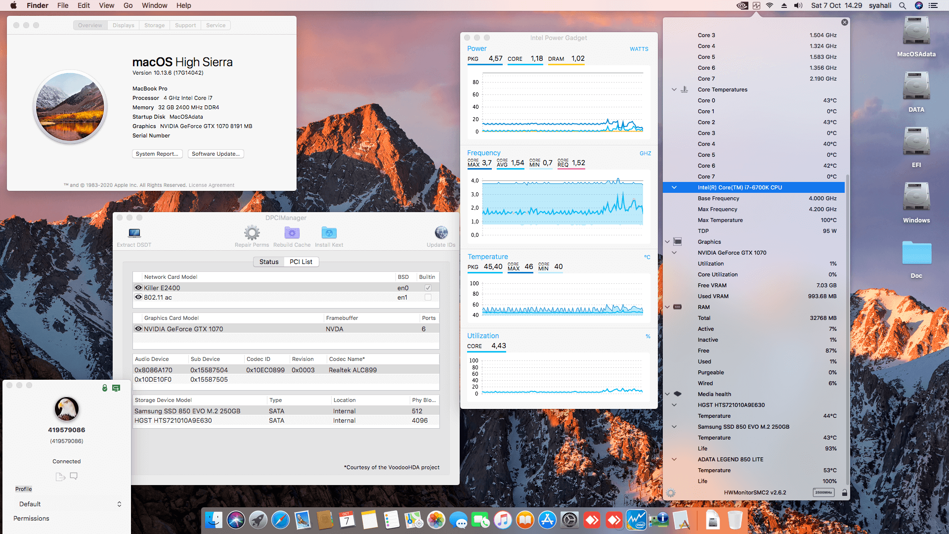 Success Hackintosh macOS High Sierra 10.13.6 Build 17G14042 in AVADirect Clevo P750DM2-G Gaming Laptop